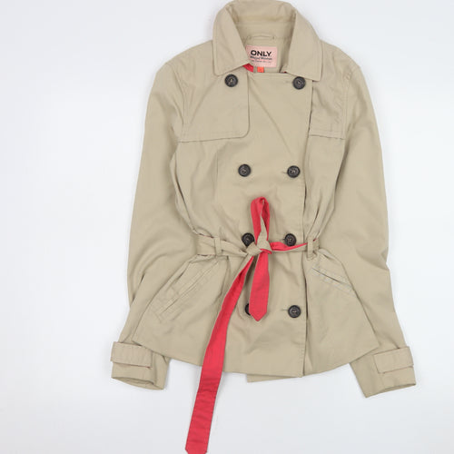 ONLY Women's Beige Trench Coat XS Belted Classic Style