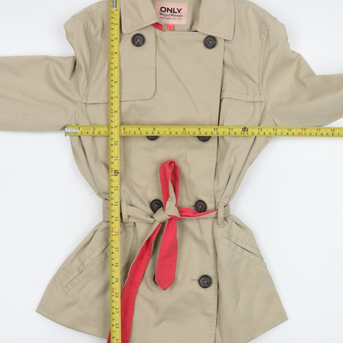 ONLY Women's Beige Trench Coat XS Belted Classic Style