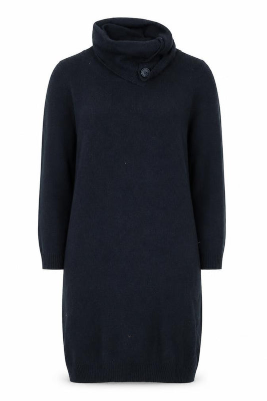 Front view of InWear Women's Black Angora Blend Cowl Neck Jumper Dress, size S