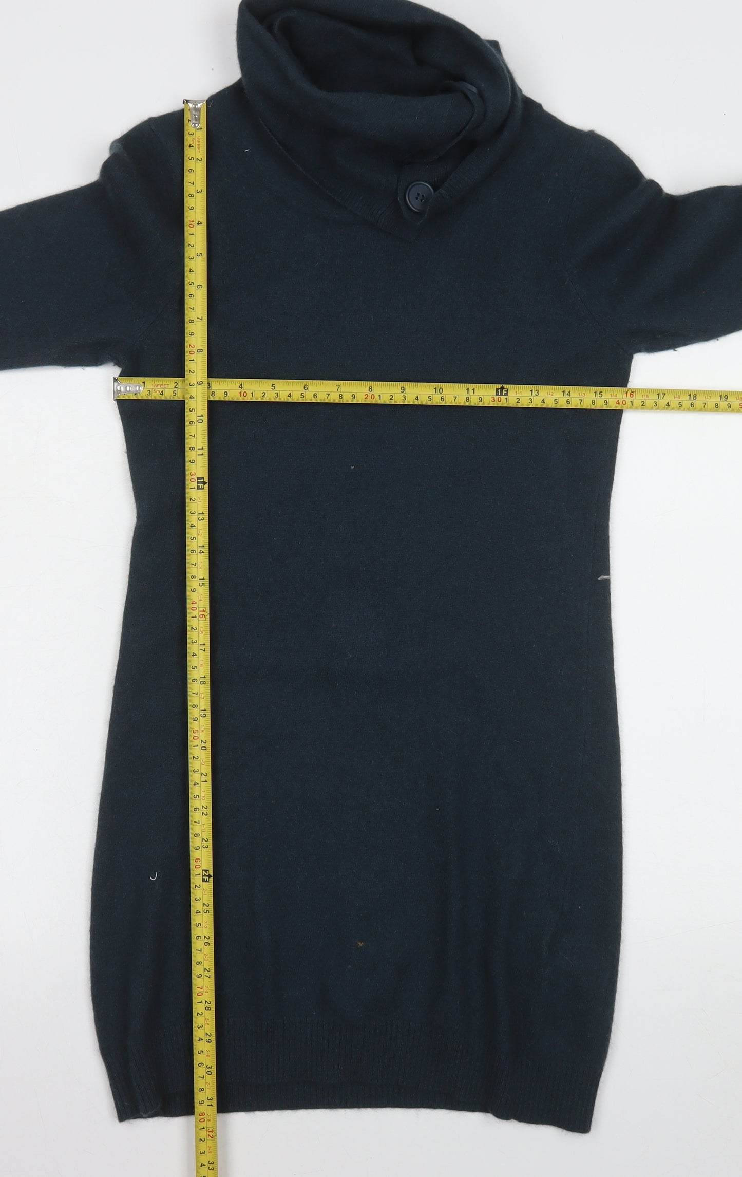 InWear Women's Black Angora Blend Cowl Neck Jumper Dress Size S