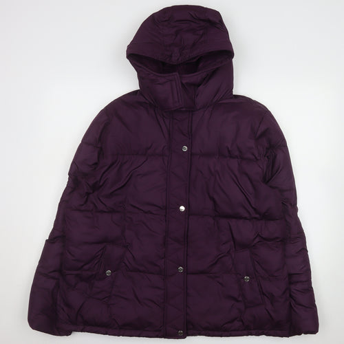 Hollister Womens Purple 2XL Puffer Jacket Hooded Mid-Length Winter Coat