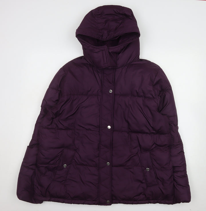 Hollister Womens Purple 2XL Puffer Jacket Hooded Mid-Length Winter Coat