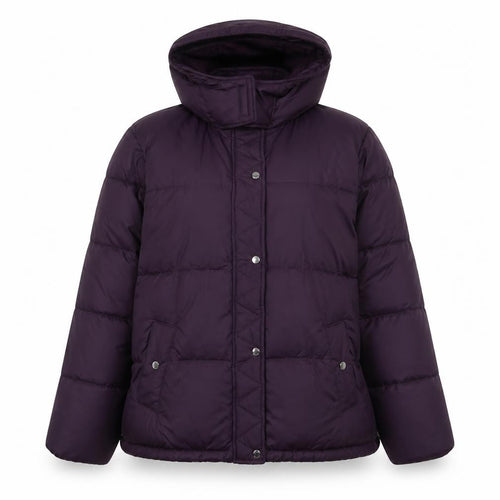 Hollister Womens Purple 2XL Puffer Jacket Hooded Mid-Length Winter Coat