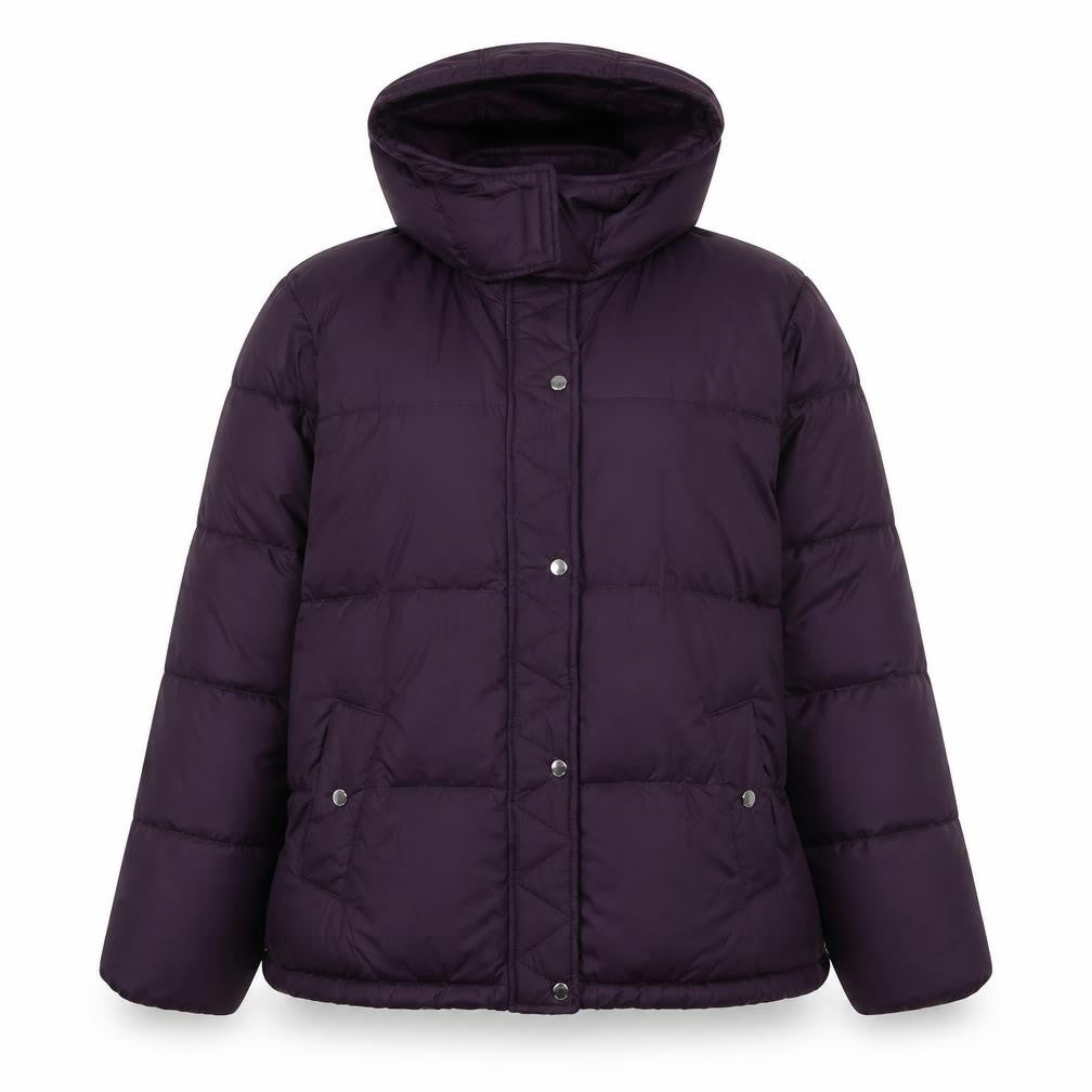 Hollister Womens Purple 2XL Puffer Jacket Hooded Mid-Length Winter Coat
