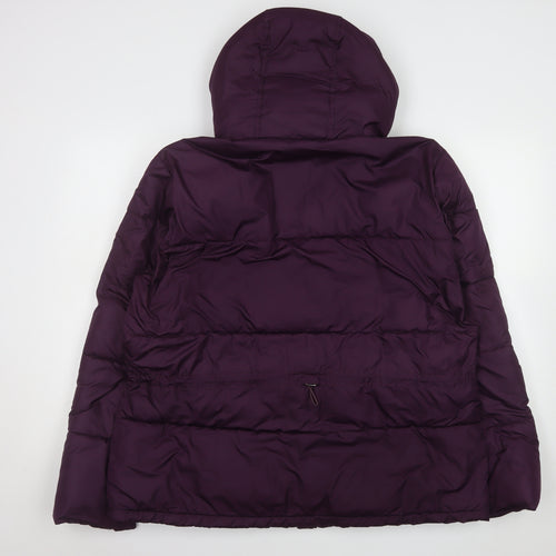 Hollister Womens Purple 2XL Puffer Jacket Hooded Mid-Length Winter Coat