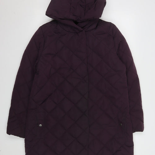 Dannimac Womens Purple Quilted Hooded Long Coat Size 14
