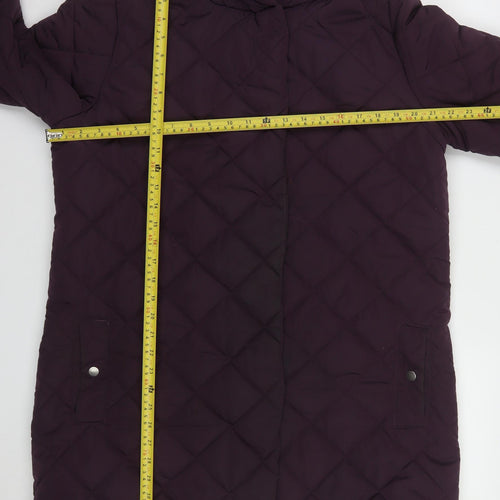 Dannimac Womens Purple Quilted Hooded Long Coat Size 14