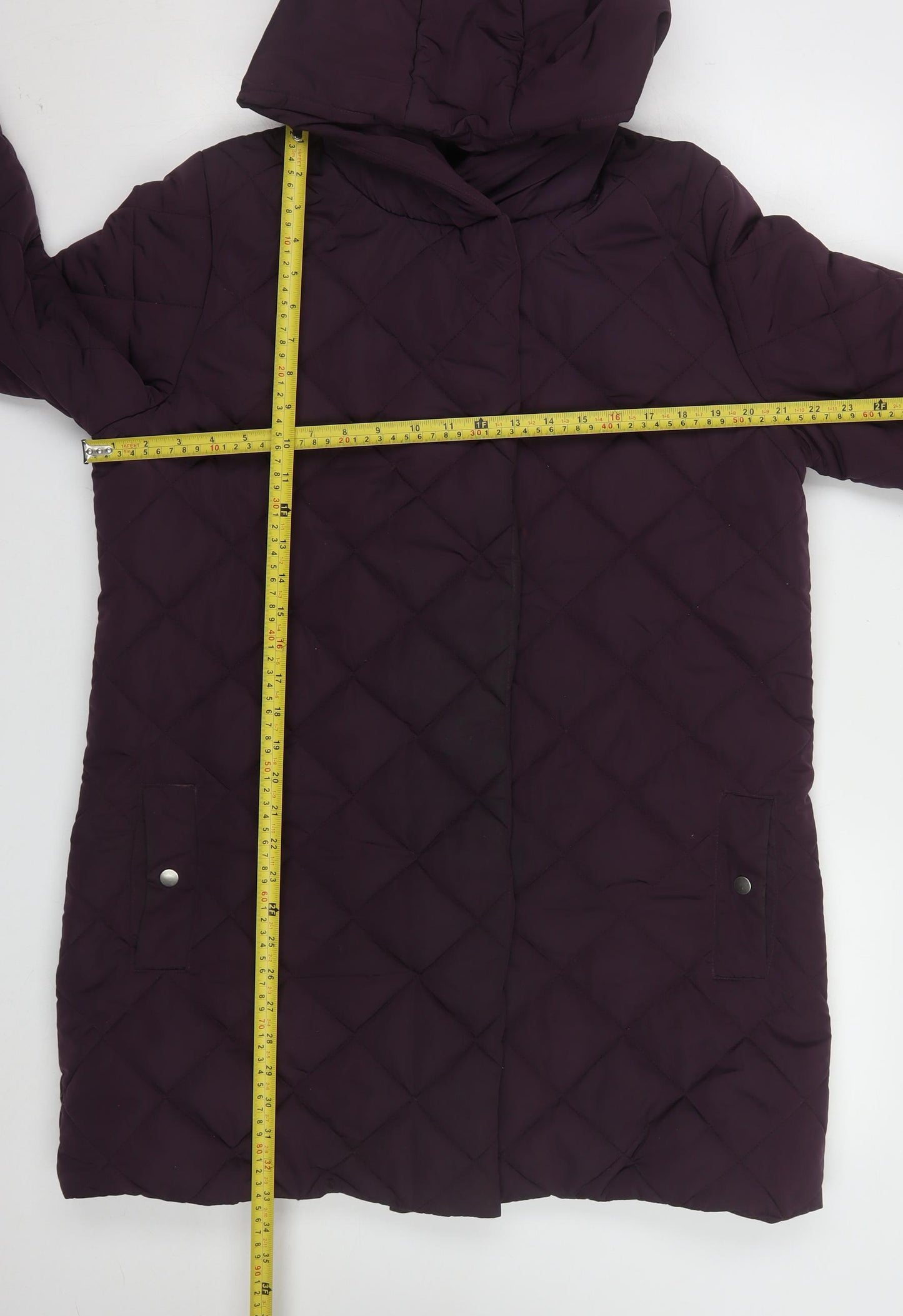 Dannimac Womens Purple Quilted Hooded Long Coat Size 14
