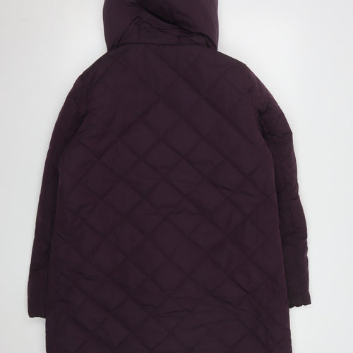 Dannimac Womens Purple Quilted Hooded Long Coat Size 14