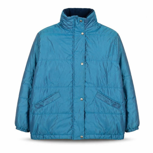 Front view of Marks & Spencer Teens Blue Puffer Jacket, size 10, Winter Lined