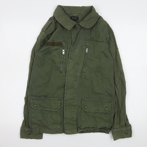 Topshop Womens Green Cotton Military Jacket Size 8