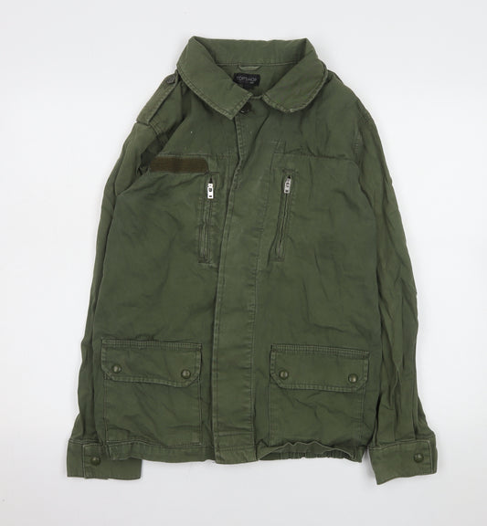Topshop Womens Green Cotton Military Jacket Size 8