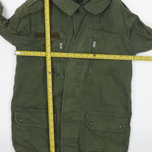 Topshop Womens Green Cotton Military Jacket Size 8