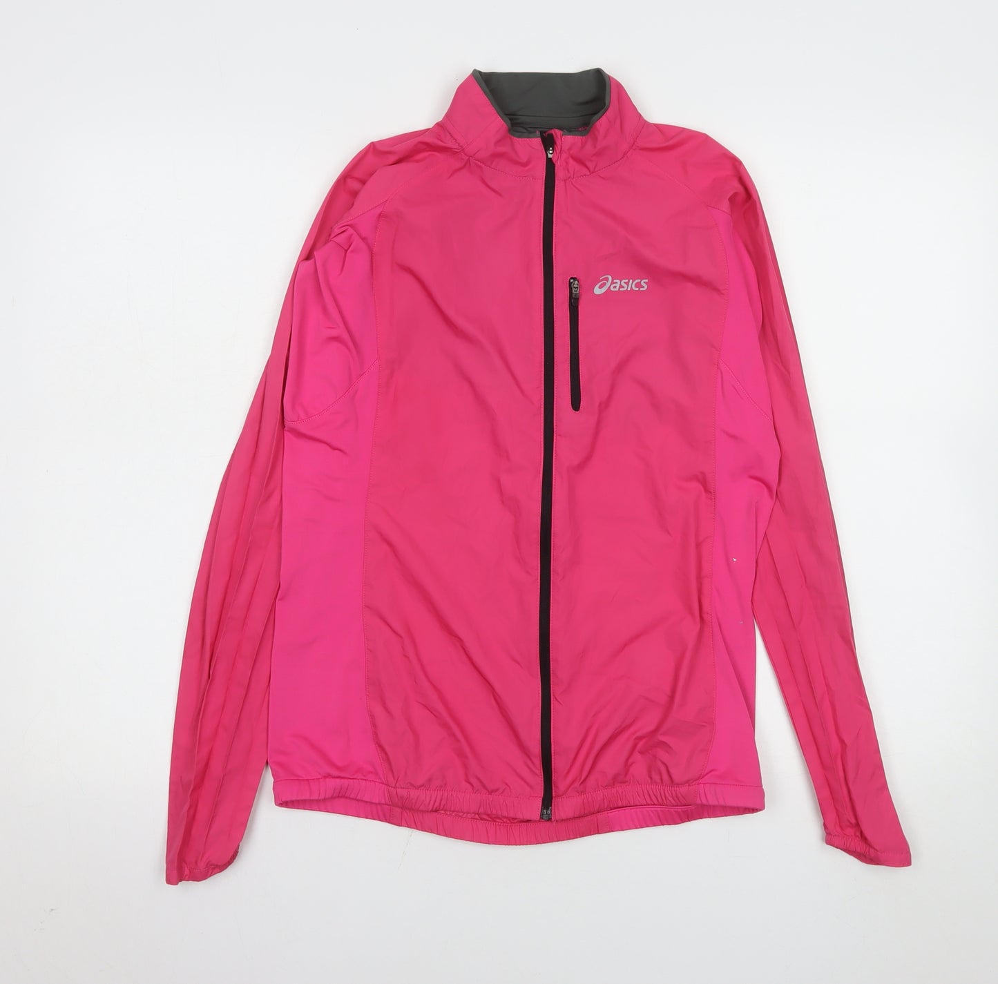 Asics Womens Pink S Windbreaker Running Jacket Lightweight Reflective