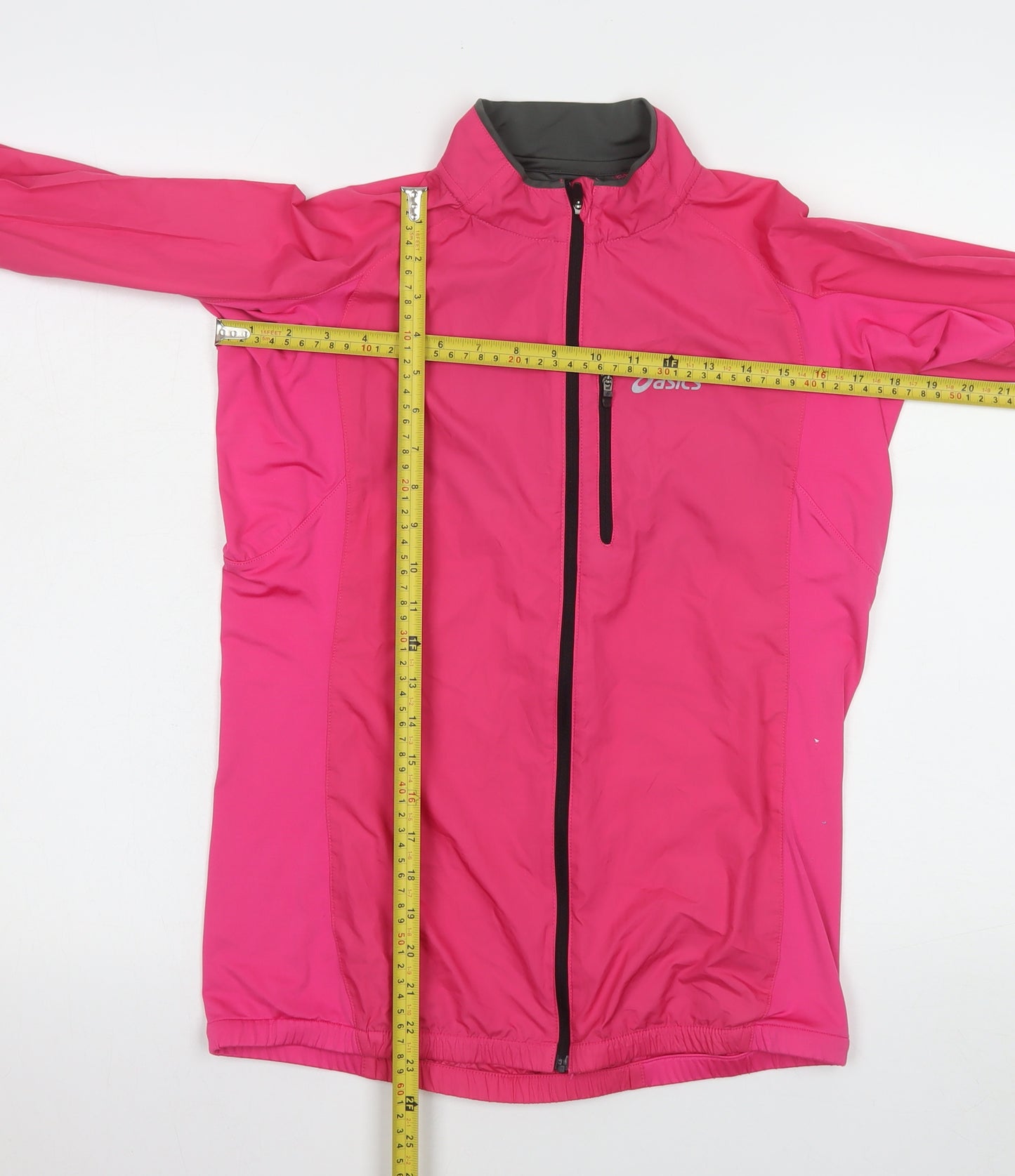 Asics Womens Pink S Windbreaker Running Jacket Lightweight Reflective