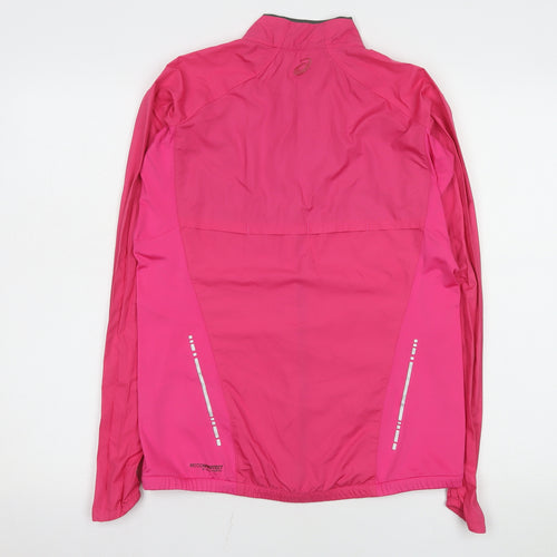 Asics Womens Pink S Windbreaker Running Jacket Lightweight Reflective