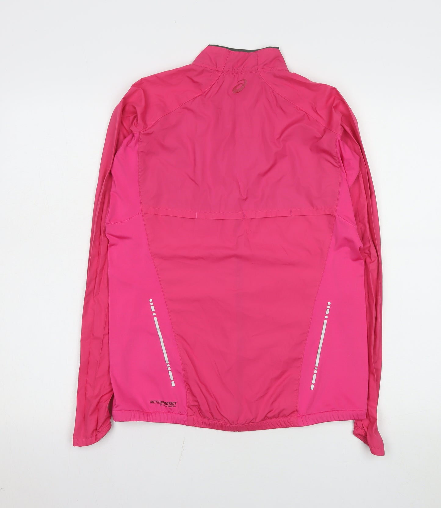 Asics Womens Pink S Windbreaker Running Jacket Lightweight Reflective