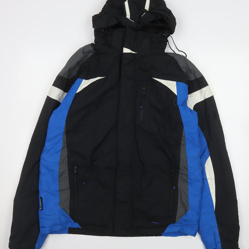 Parallel Extreme Men's Black Blue S Waterproof Skiing Jacket Hooded