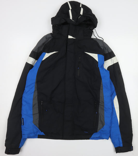 Parallel Extreme Men's Black Blue S Waterproof Skiing Jacket Hooded
