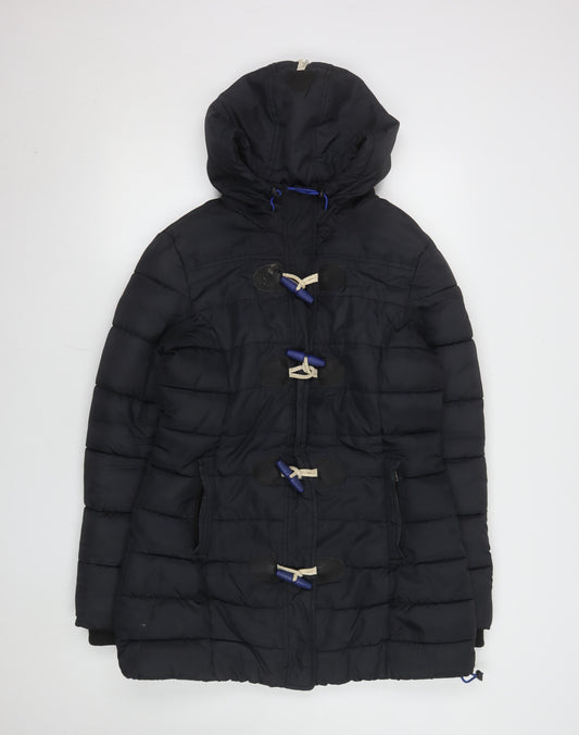 Superdry Women's Black Hooded Duffle Puffer Jacket Size M