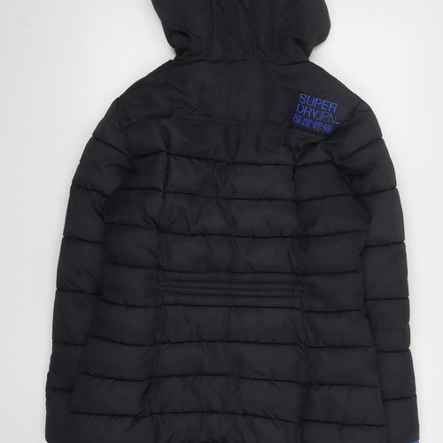 Superdry Women's Black Hooded Duffle Puffer Jacket Size M
