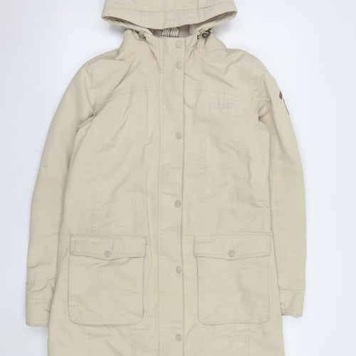 Regatta Womens Beige Hooded Waterproof Long Rain Coat UK 10
