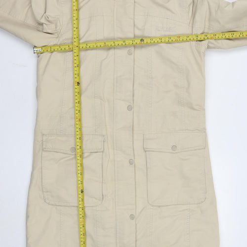Regatta Womens Beige Hooded Waterproof Long Rain Coat UK 10