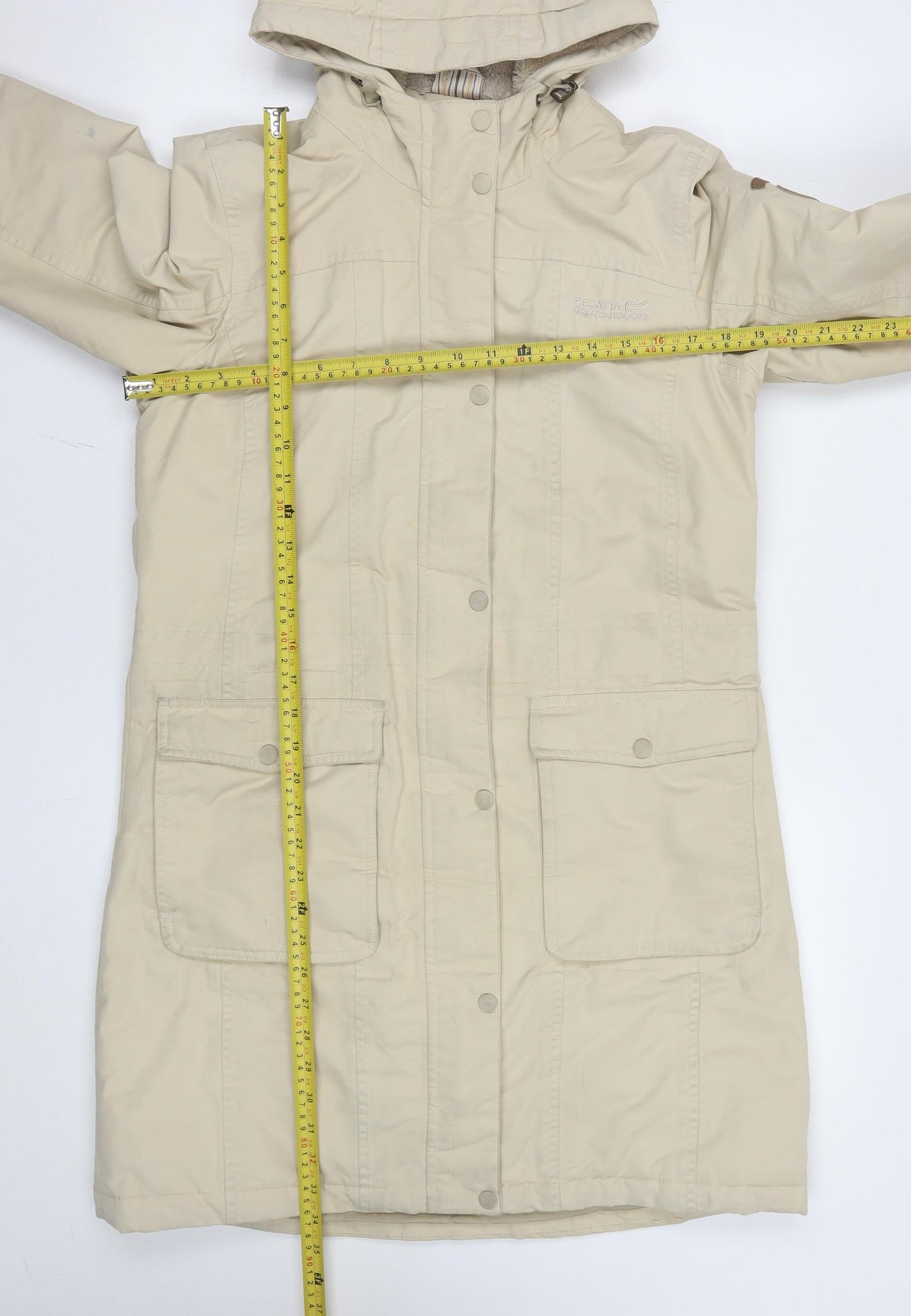 Regatta Womens Beige Hooded Waterproof Long Rain Coat UK 10