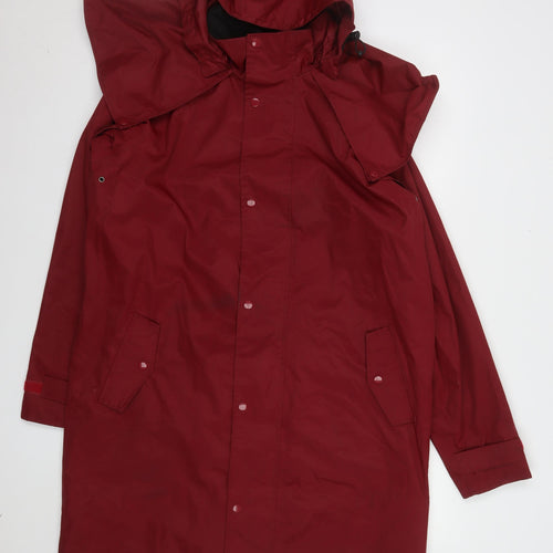 Cotton Traders Womens Red Waterproof Hooded Rain Coat Size M