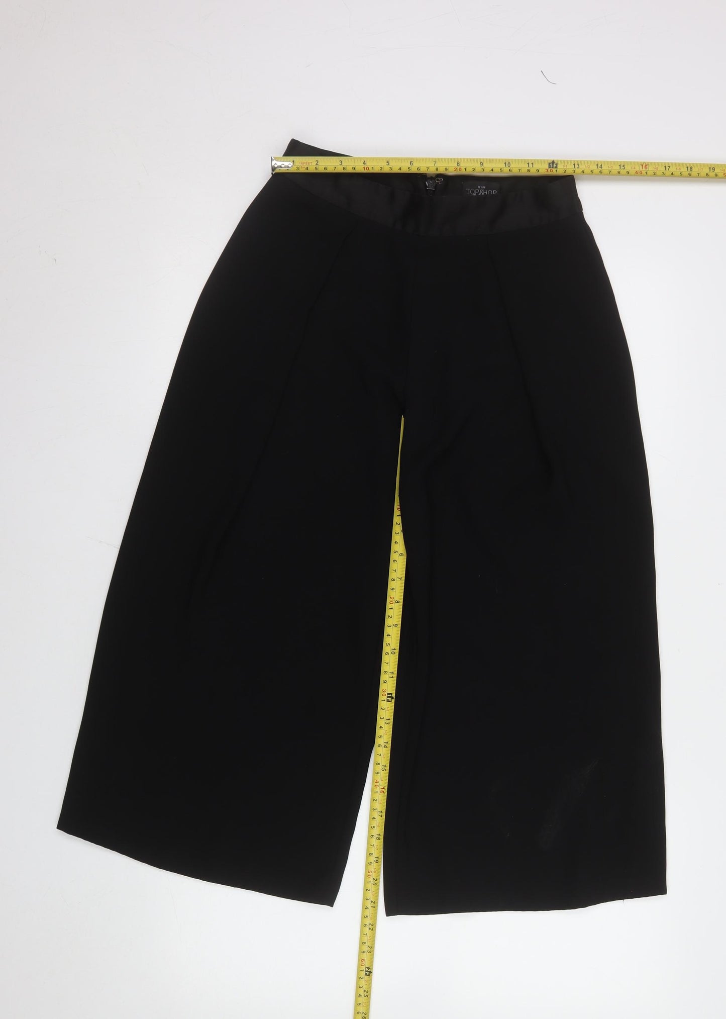 Topshop Petite Black Culottes Wide-Leg Trousers UK 8