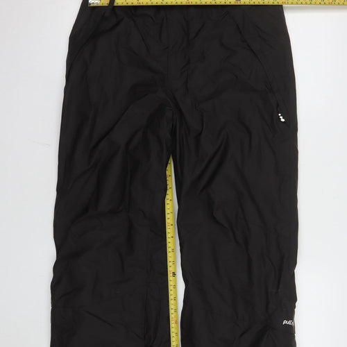 Decathlon Women's Black Waterproof Snow Pants Size 12 Pullnfit Ski Trousers