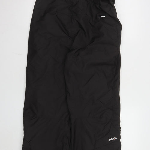 Decathlon Women's Black Waterproof Snow Pants Size 12 Pullnfit Ski Trousers
