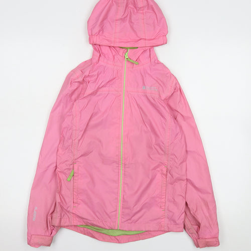 Mountain Warehouse Girls Pink Waterproof Hooded Rain Coat Jacket 11-12 Years
