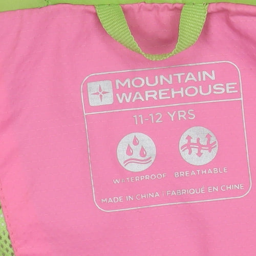 Mountain Warehouse Girls Pink Waterproof Hooded Rain Coat Jacket 11-12 Years