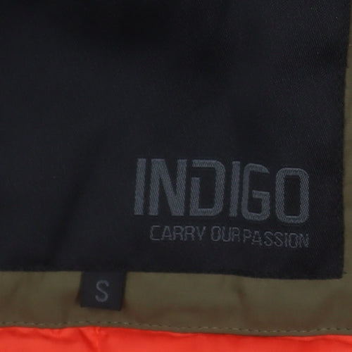 Indigo Men's Khaki Nylon Bomber Jacket Size S Lightweight Lined Zip