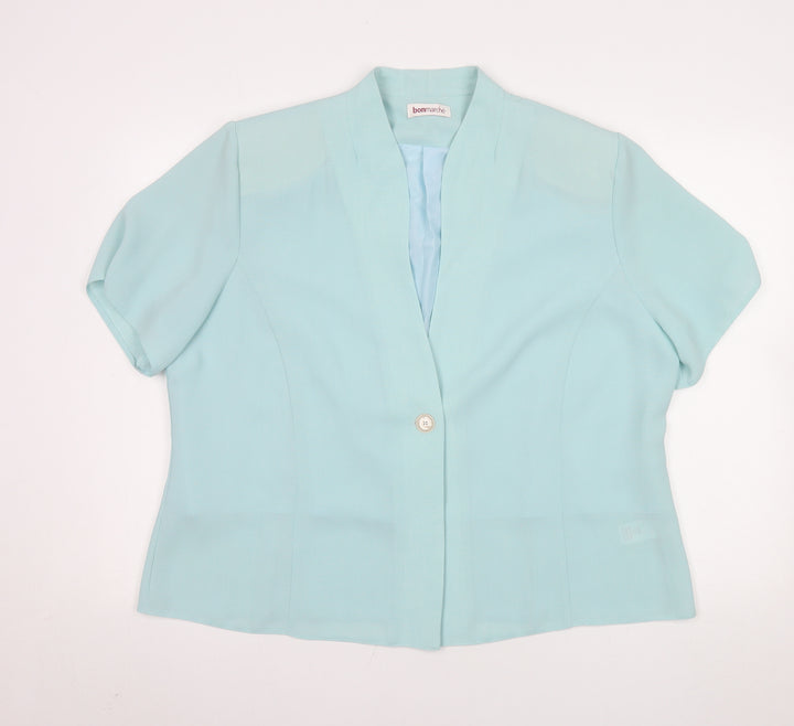 Bonmarché Women's Blue Short Sleeve Woven Blouse Size 22