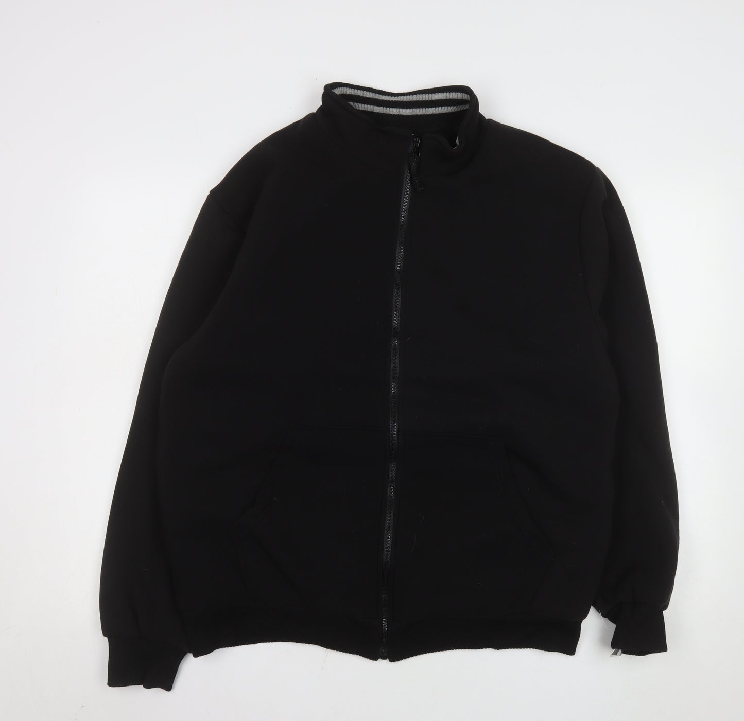 Elvor Men Black L Full Zip Fleece Lined Basic Jacket