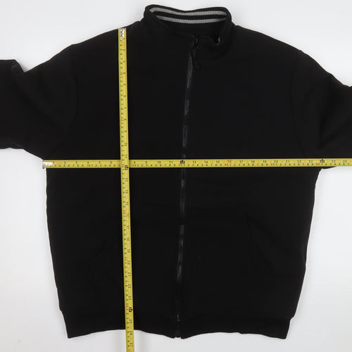 Elvor Men Black L Full Zip Fleece Lined Basic Jacket