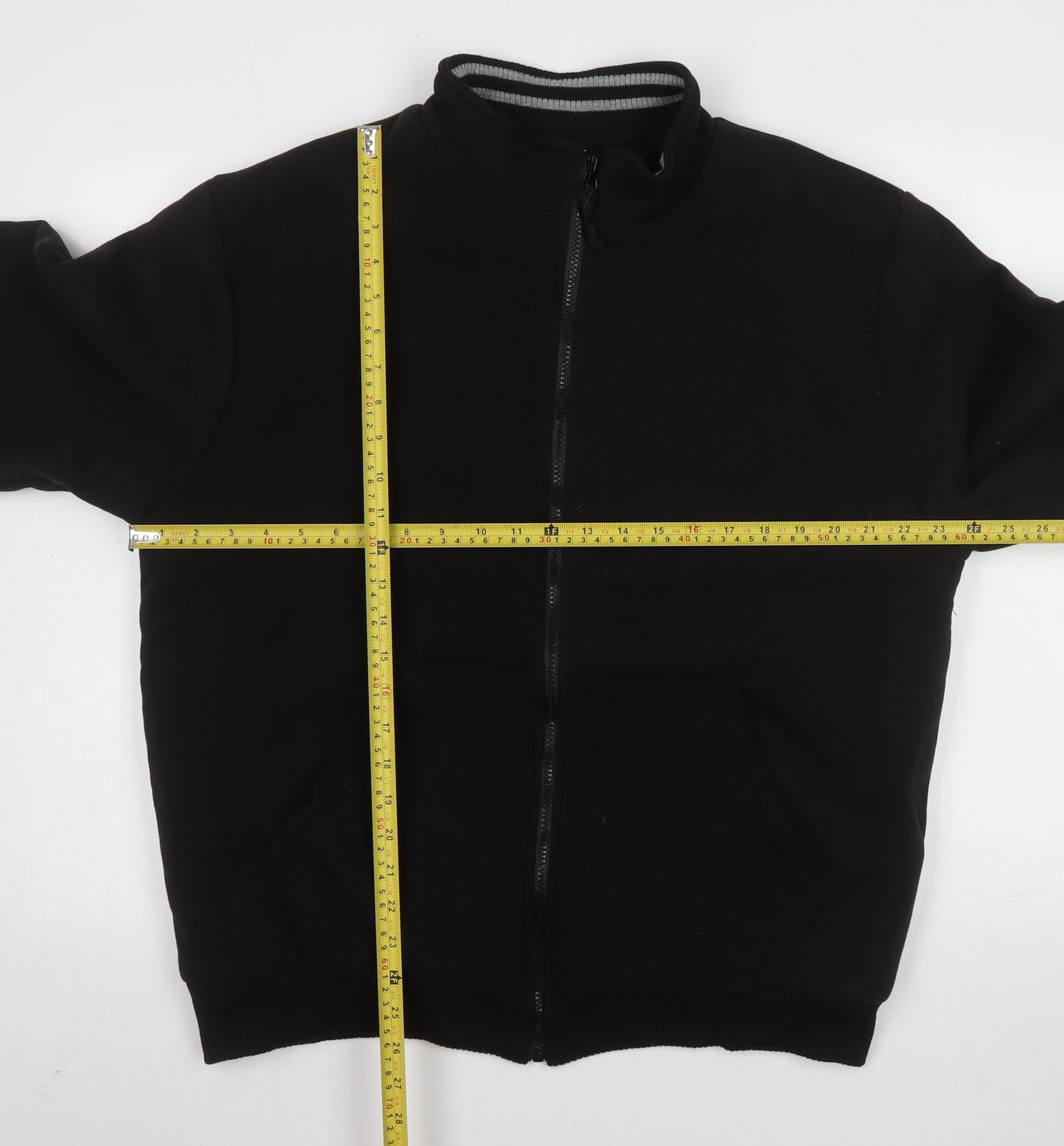 Elvor Men Black L Full Zip Fleece Lined Basic Jacket
