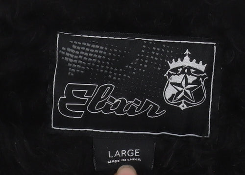 Elvor Men Black L Full Zip Fleece Lined Basic Jacket