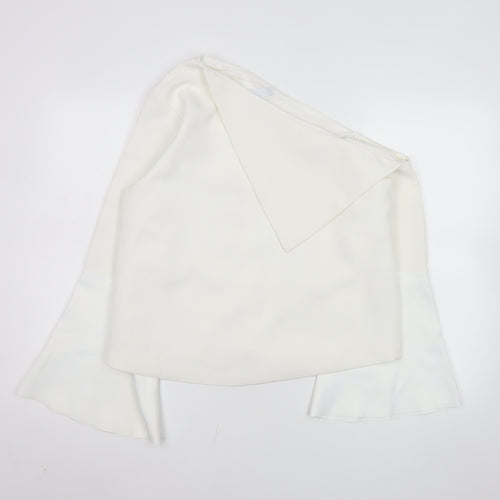 ASOS Women’s White One Shoulder Bell Sleeve Wrap Blouse Size 12