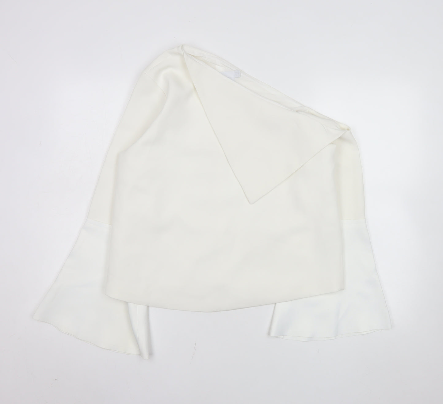 ASOS Women’s White One Shoulder Bell Sleeve Wrap Blouse Size 12