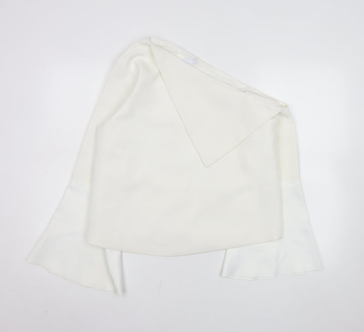 ASOS Women’s White One Shoulder Bell Sleeve Wrap Blouse Size 12
