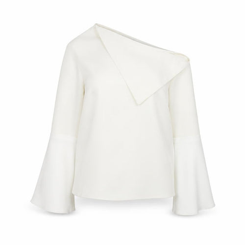 ASOS Women’s White One Shoulder Bell Sleeve Wrap Blouse Size 12