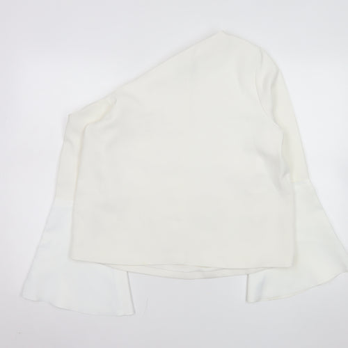 ASOS Women’s White One Shoulder Bell Sleeve Wrap Blouse Size 12