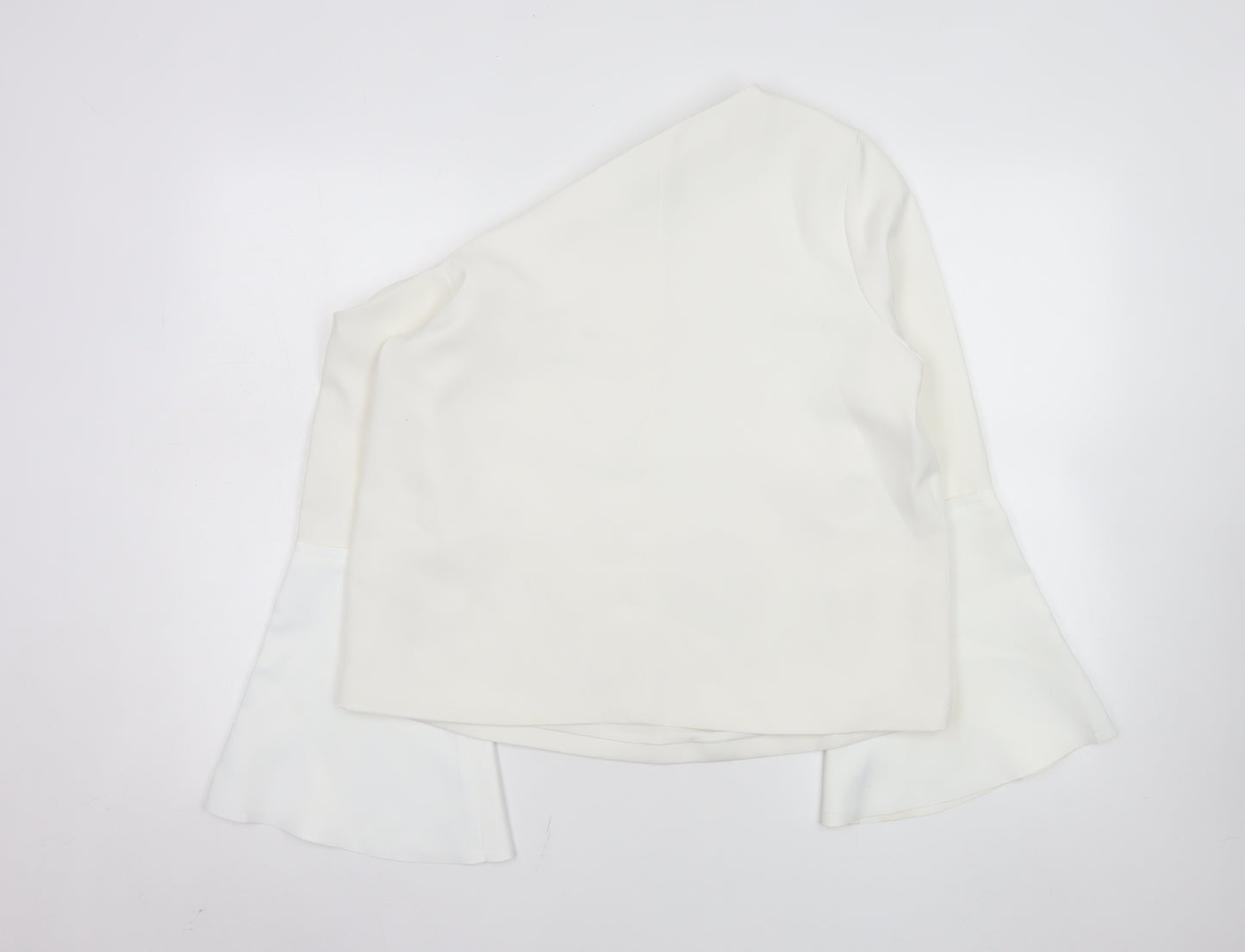 ASOS Women’s White One Shoulder Bell Sleeve Wrap Blouse Size 12