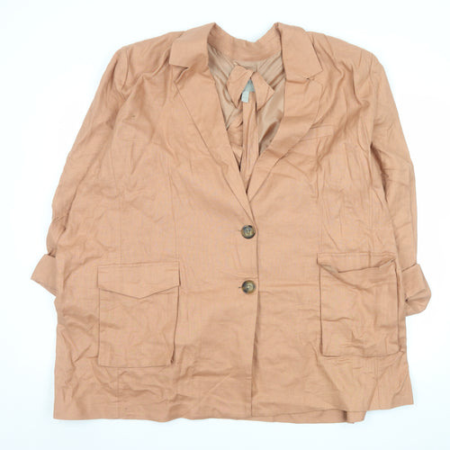 ASOS Women’s Beige Linen Blend Two-Button Blazer Size 28 Regular Fit