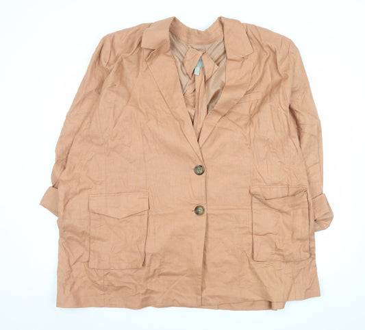 ASOS Women’s Beige Linen Blend Two-Button Blazer Size 28 Regular Fit