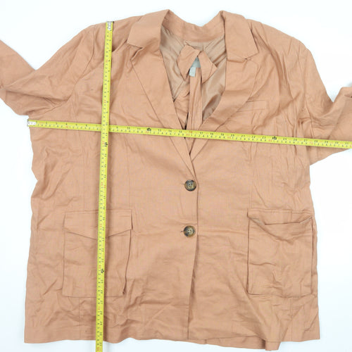 ASOS Women’s Beige Linen Blend Two-Button Blazer Size 28 Regular Fit