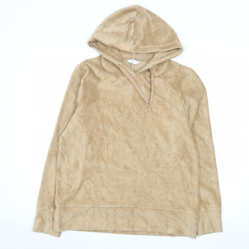 Cotton Traders Women Beige Pullover Hoodie Size 14 Corded Soft Warm Top